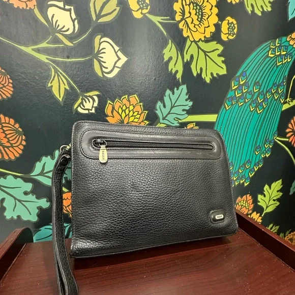 Bally Vintage Black Pebbled Leather Wristlet Clutch – Made in Italy - Picture 2 of 7